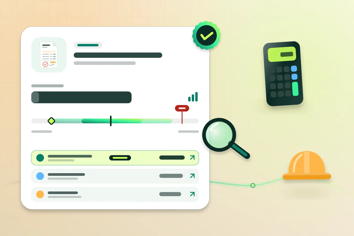 DAAM price check for the lines of a quotation: the verified market range, median and cheapest in-stock offer